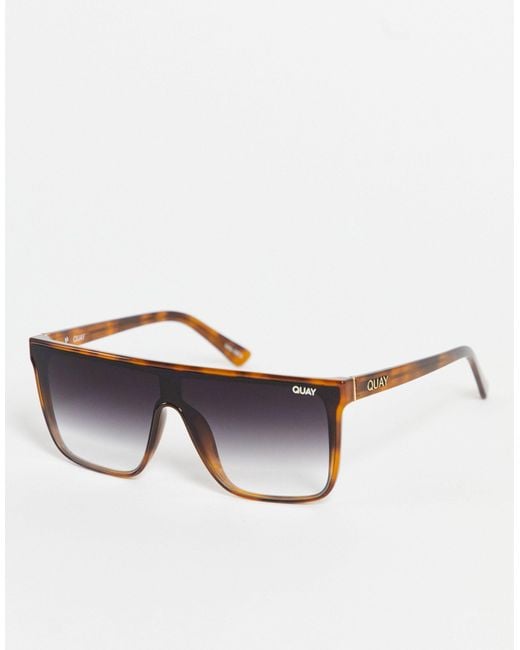 Quay - nightfall - occhiali da sole da donna con ponte piatto tartarugati di Quay in Brown