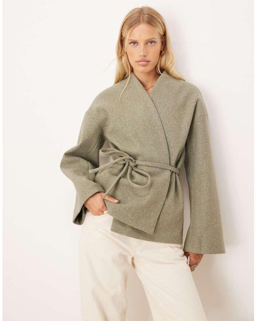 Aware Natural Belted Wrap Felted Jacket