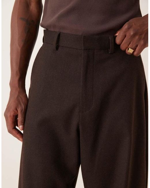 ASOS Nette Broek Van Wolmix Met Wijde Ronde Pijpen in het Natural voor heren