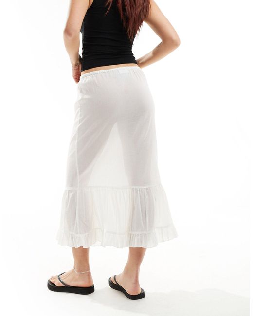 Weekday White Pixi Tiered Semi Sheer Midaxi Skirt