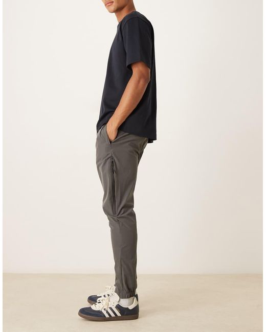 Brave Soul Gray Straight Leg Elasticated Waist Trousers for men