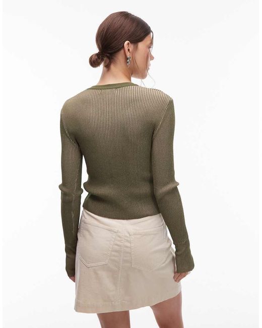 emory park Natural Button Through Henley Top