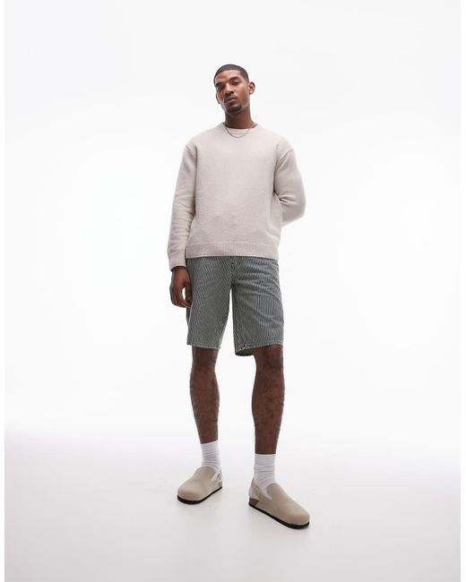 Levi's White Workwear Capsule 568 Loose Railroad Stripe Denim Carpenter Shorts for men