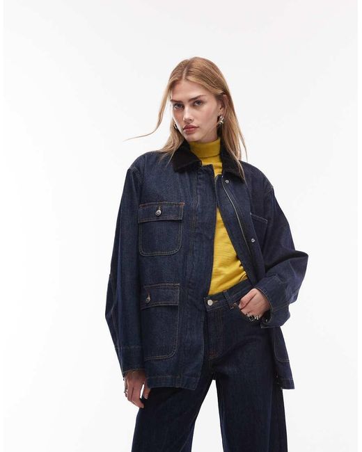ARKET Blue Denim Oversized Workwear Barn Jacket
