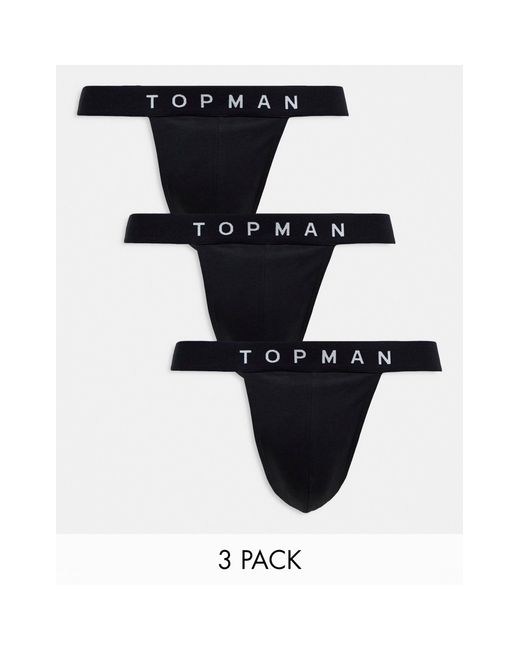 Confezione da 3 paia di sospensori neri con fascia di Topman in Black da Uomo