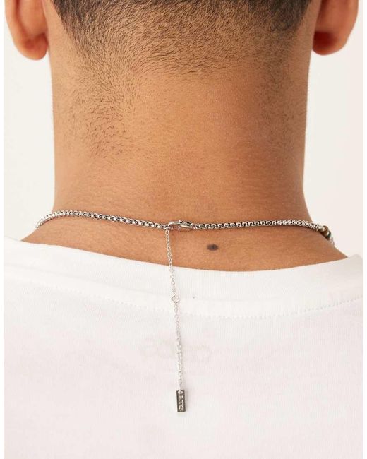 ASOS Brown Half And Half Chain And Bead Necklace for men