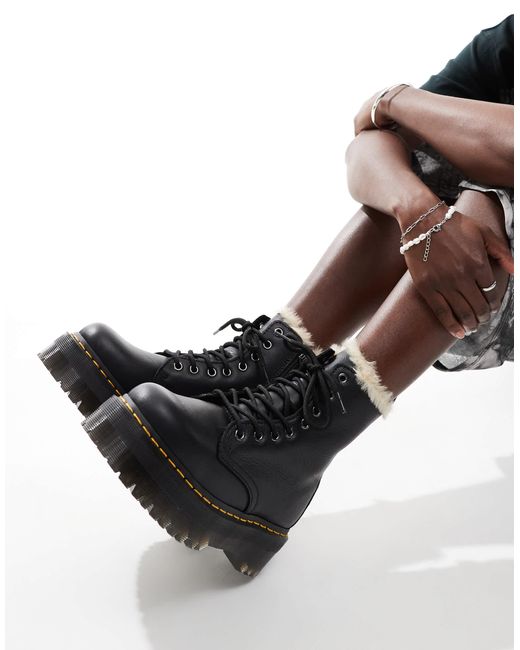Jadon - bottines avec 8 paires d'œillets et doublure en fausse fourrure - pisa Dr. Martens en coloris Black
