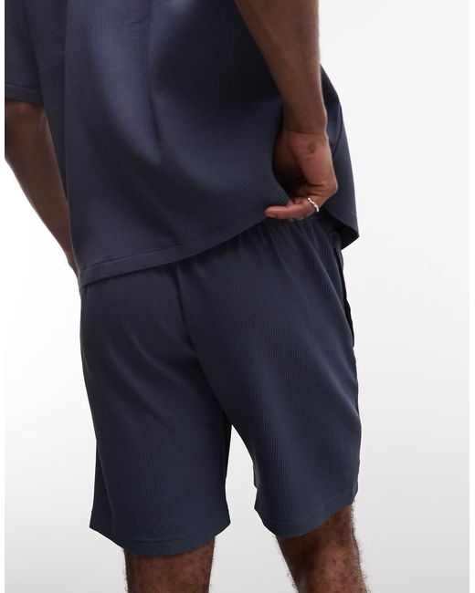 PEGADOR Blue Troy Plissee Shorts Co-ord for men