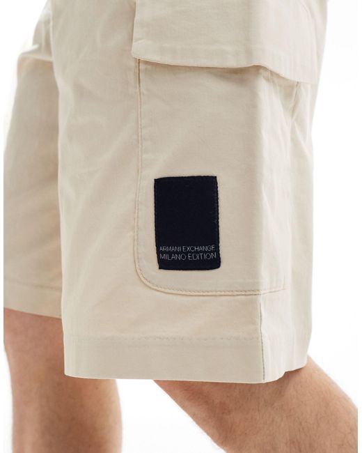 Armani Exchange White Label Logo Cargo Shorts for men