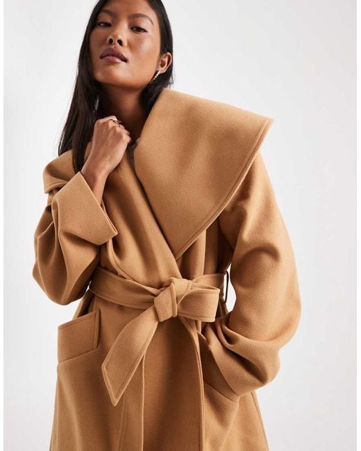 Miss Selfridge Brown Formal Wrap Coat