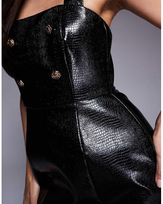 ASOS Blue Faux Leather Halter Neck Mini Dress