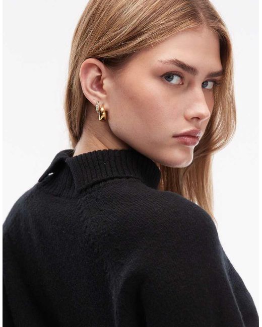 ARKET Black Wool Sweater With High Neck And Deep Cuffs