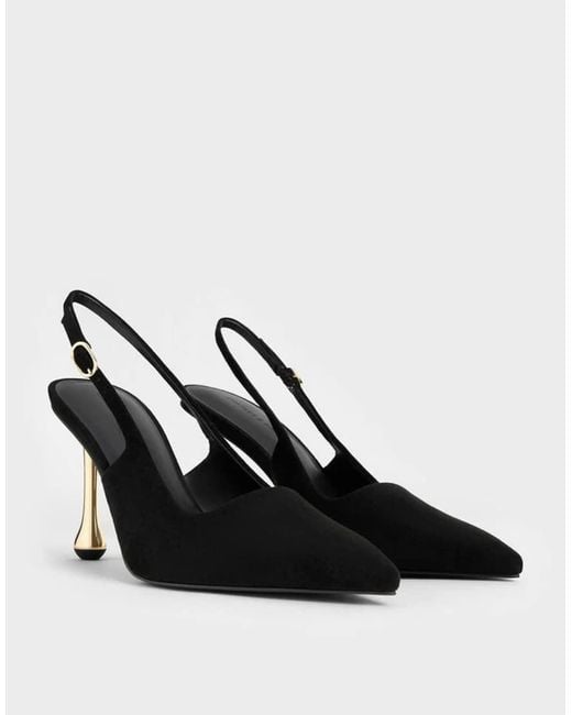 Charles & Keith Multicolor Faux Suede Sculptural-Heel Pointed Pumps