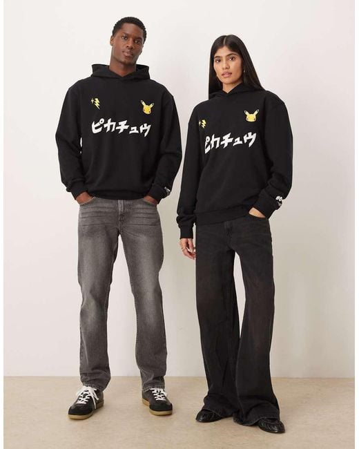 ASOS Black Relaxed Hoodie With Pokemon Pikachu Print