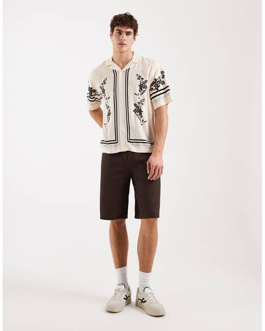Redefined Rebel Natural Teddy Boxy Fit Short Sleeve Shirt for men