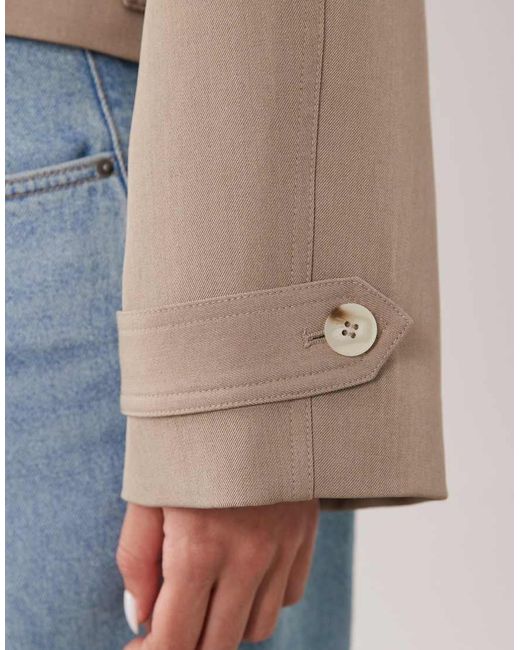 Gina Tricot Natural Cropped Belted Trench Coat