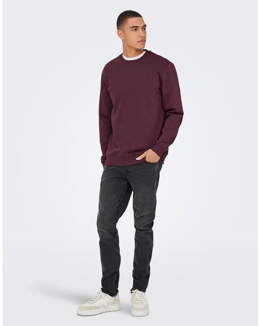 Only & Sons Sweatshirt in het Purple voor heren