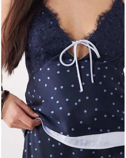Abercrombie & Fitch Blue Reversible V Neck Lace Cami Top Co-Ord