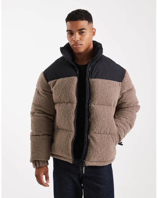 Jack & Jones Brown Borg Puffer for men