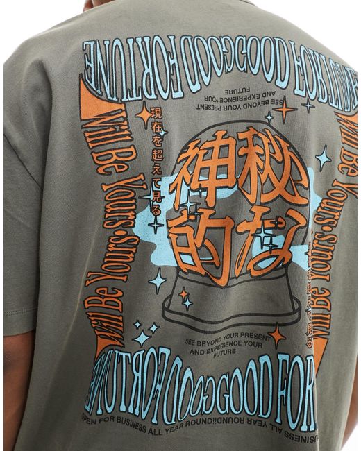 Camiseta lavado extragrande con estampado cósmico en la espalda ASOS de hombre de color Gray