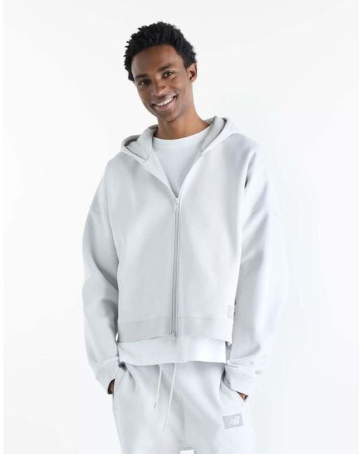 New Balance White Athletics Crafted Fleece Full Zip for men