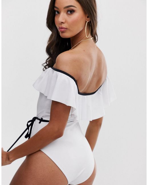 white frill swimsuit