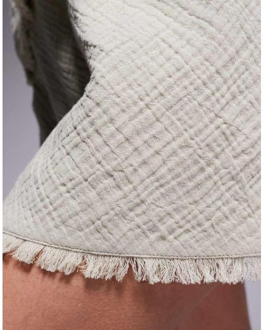 ASOS Natural Callie Cheesecloth Frayed Beach Mini Skirt