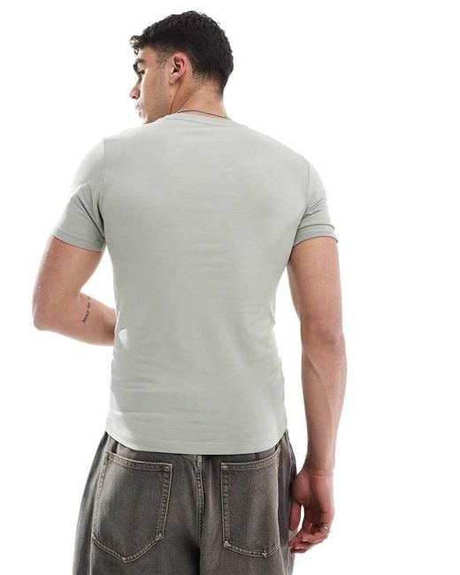 Camiseta Caqui Básica Ajustada De -Verde ASOS de hombre de color Gray