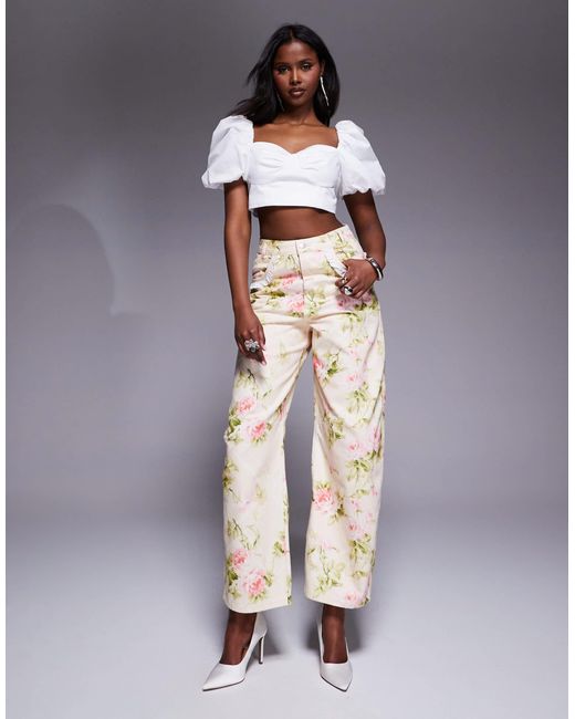 ASOS White Barrel Leg Heart Pocket Denim Jeans