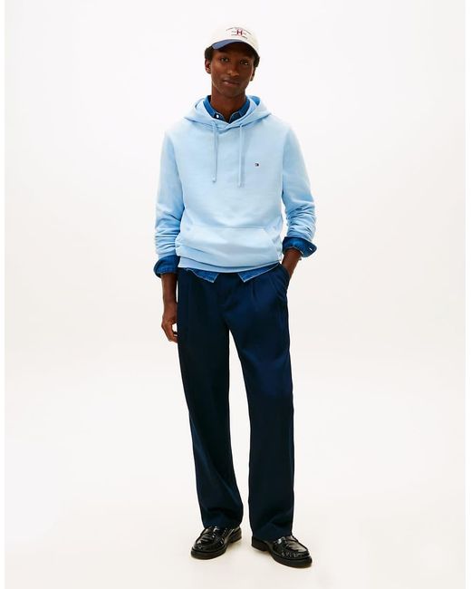 Tommy Hilfiger Blue Flag Embroidery Terry Drawstring Hoody for men