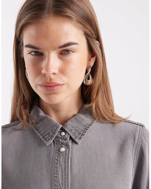 Object Gray Button Down Mini Dress