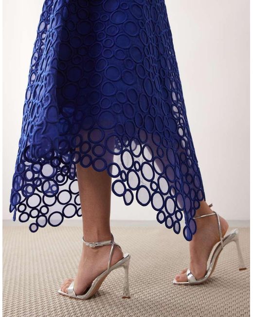 ARRANGE Blue Circle Embroidered Full Maxi Skirt