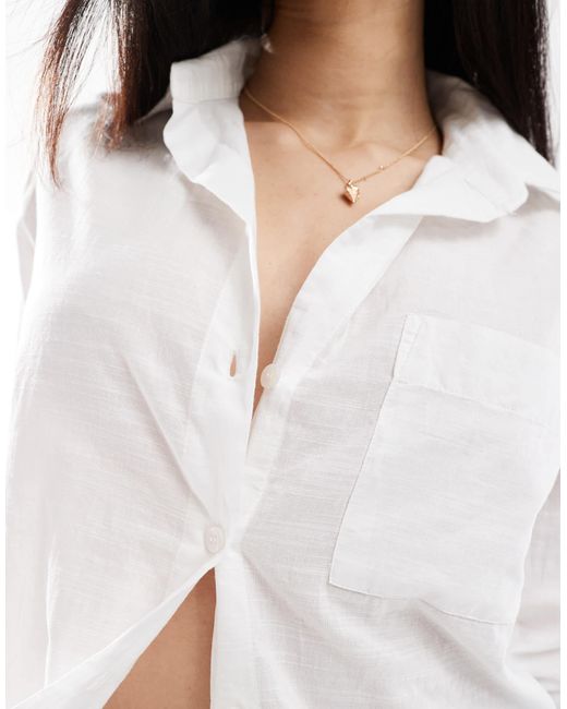 ONLY White – strukturierte loose-fit-hemdbluse