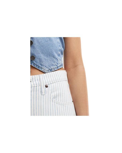 Abercrombie & Fitch White – blau gestreifte jeans mit hohem bund und lockerem schnitt
