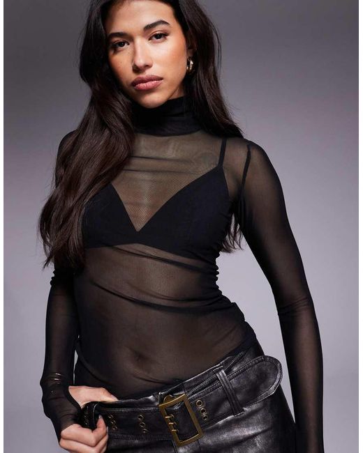 Top Con Cuello Alto De Malla Zadia De AFRM de color Gray