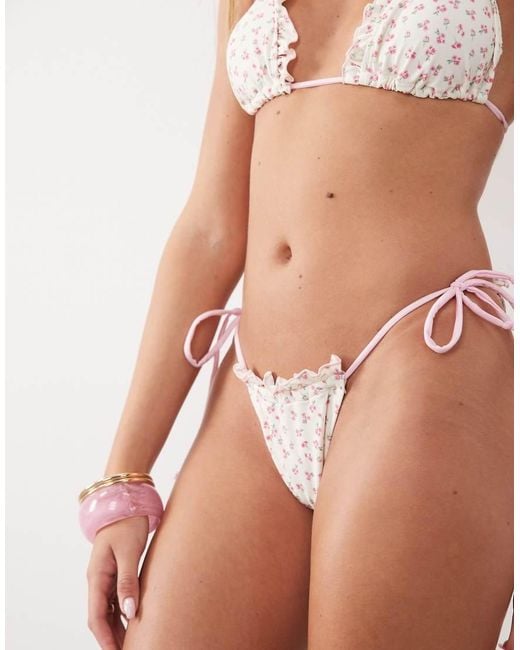 Going Somewhere Brown Ditsy Floral Print Tieside Bikini Bottom