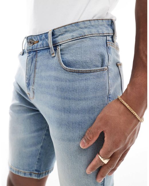 ASOS Blue Skinny Denim Shorts for men