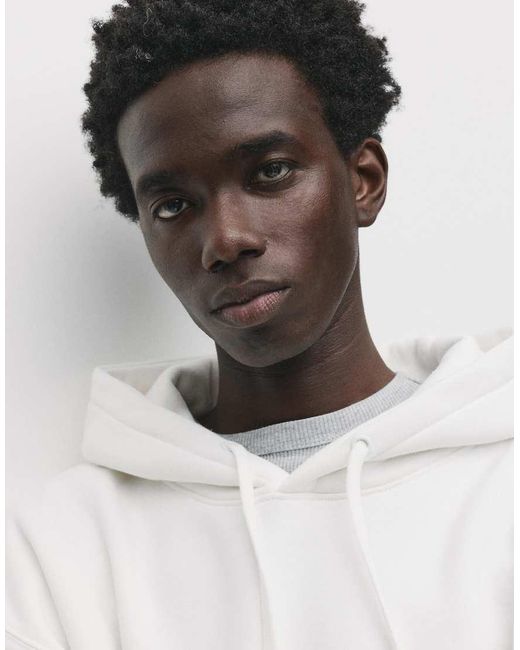 Pull&Bear Basic Hoodie in het White voor heren