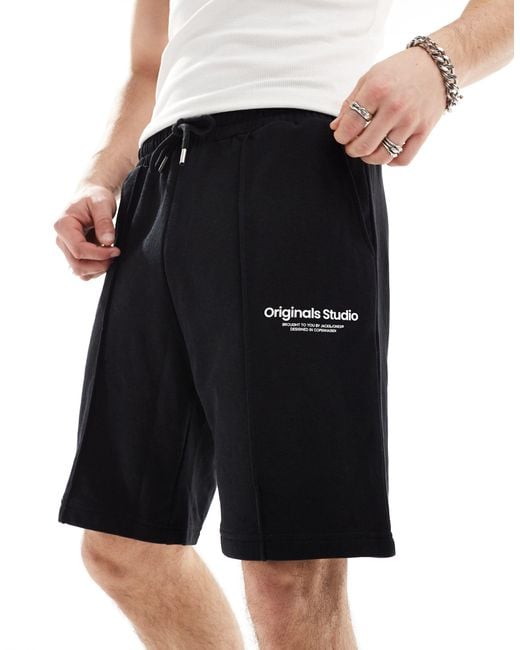 Pantalones cortos s sueltos con logo Jack & Jones de hombre de color Black