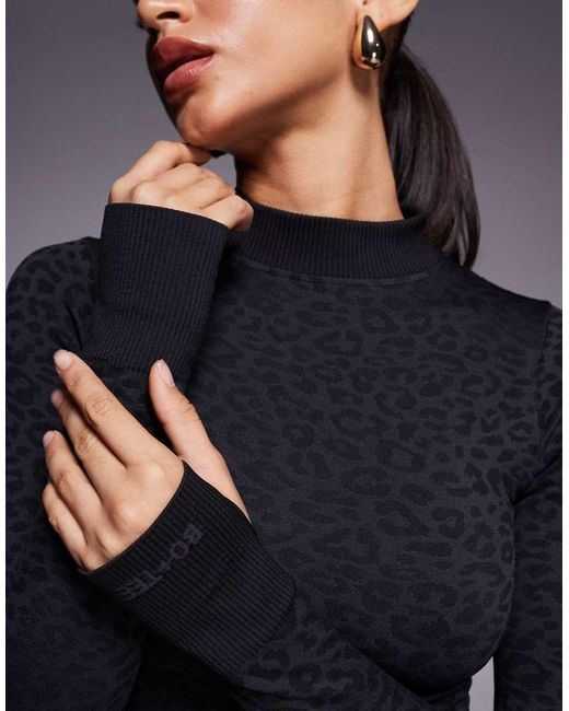 BO+TEE Blue Thermal Seamless High Neck Long Sleeve Top