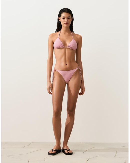 Oysho Red Stripe Triangle Bikini Top