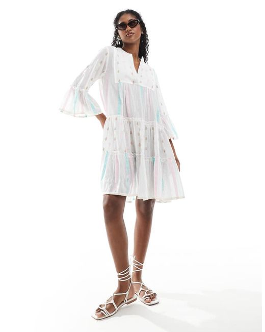 Vestido Escalonado De Corte Amplio De Accesorize Accessorize de color White