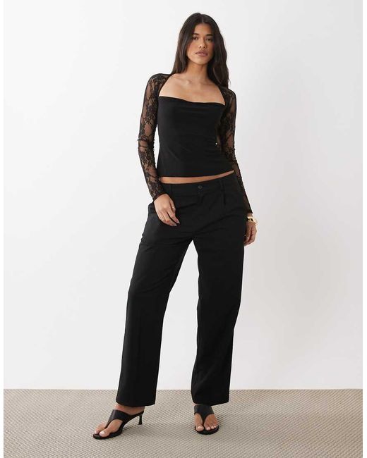 ASOS Black Lace Sweetheart Long Sleeve Top