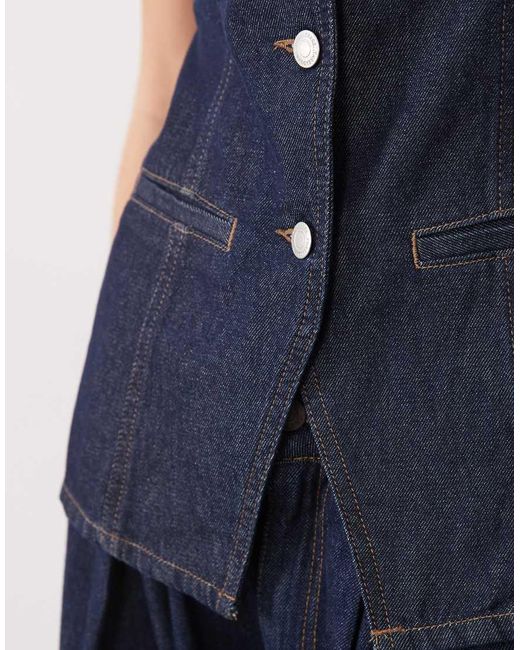 Threadbare Blue Crew Neck Denim Waistcoat