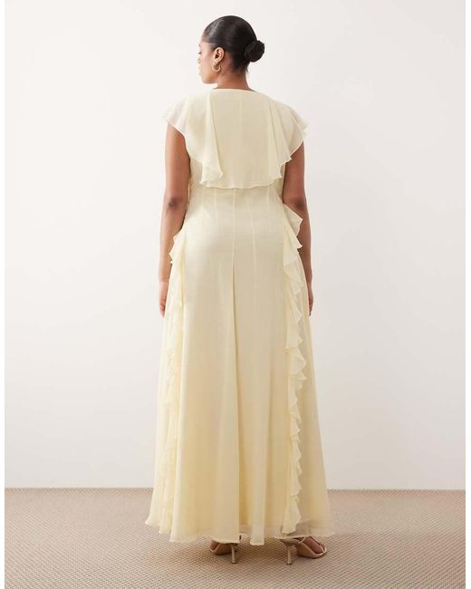 ASOS Natural Asos Design Curve Bridesmaid Wrap Front Ruffle Maxi Dress