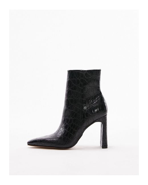TOPSHOP Black Ophelia Pointed High Heel Ankle Boot