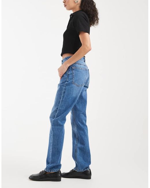ONLY Blue Hazel Mid Waist Straight Leg Jeans