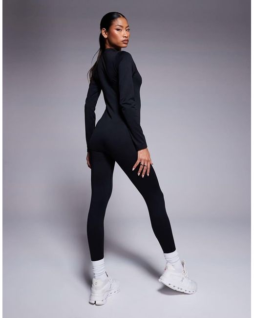 4505 Blue Seamless Zip Front All-in-one