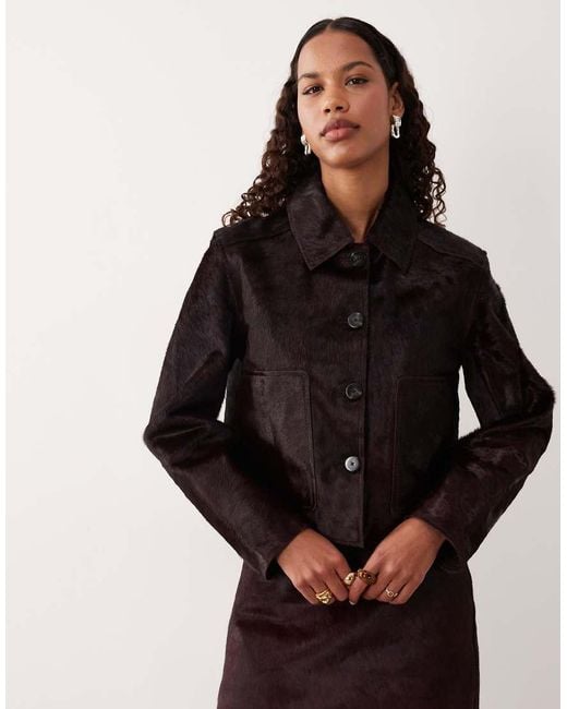 Mango Black 100% Leather Jacket Co-ord