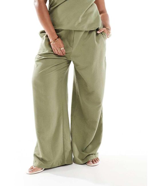 ASOS Green Asos Design Curve Relaxed Straight Leg Pants